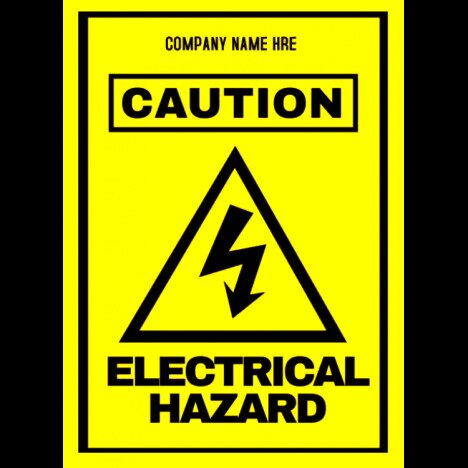 Sign company name here caution electrical hazard