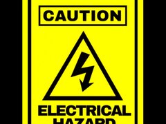 Sign company name here caution electrical hazard