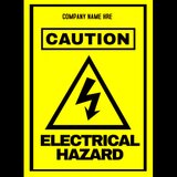 Sign company name here caution electrical hazard